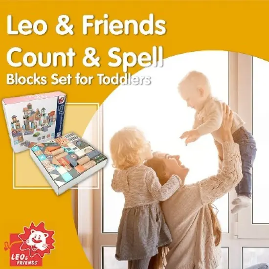 Leo & Friends Count & Spell Blocks Set for Toddlers/101 Pieces image {1}