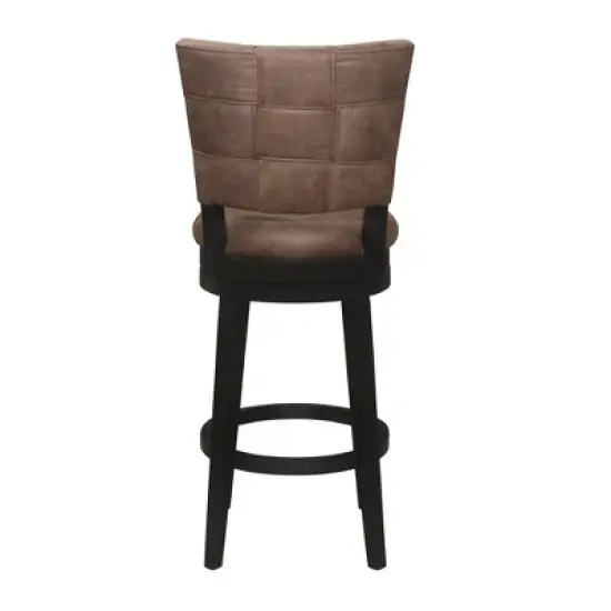 30" Kaede Wood and Upholstered Swivel Barstool Black/Chestnut - Hillsdale Furniture image {5}