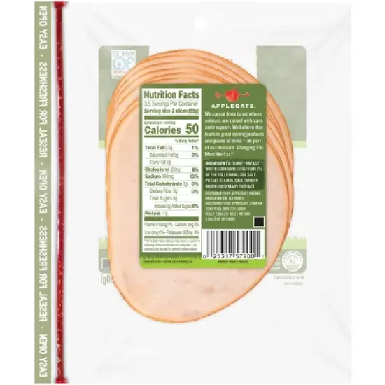 Applegate Natural Smoked Turkey Breast - 7oz image {1}