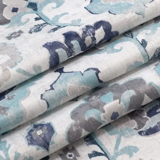 Kate Aurora Contemporary Influencer 2 Piece Water Color Damask Medallion Rod Pocket Window Curtain Panels image {4}