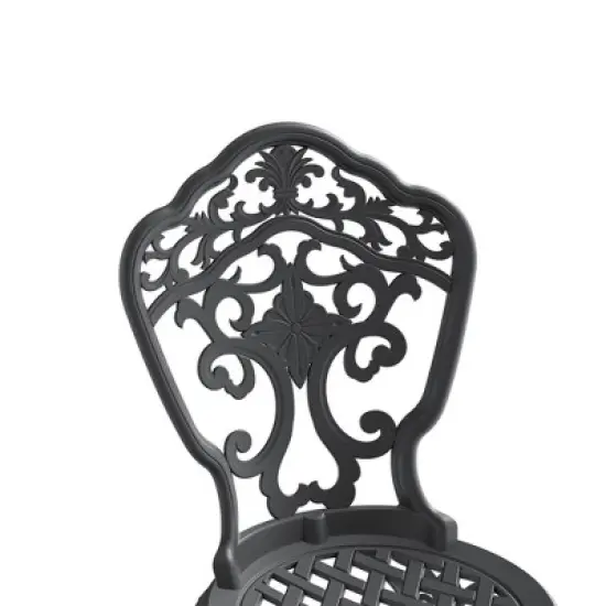 Akoasm 3-Pieces Aluminum Patio Dining Table With Umbrella Hole-Black image {8}