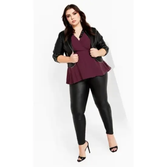 Women's Plus Size Elegant Wrap Top - spiced plum | CITY CHIC image {2}
