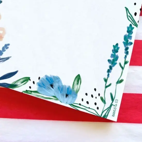 Indigo 5" x 8" Floral Notepad by Ramus & Co (50 Heavyweight Tear-Off Sheets) image {2}