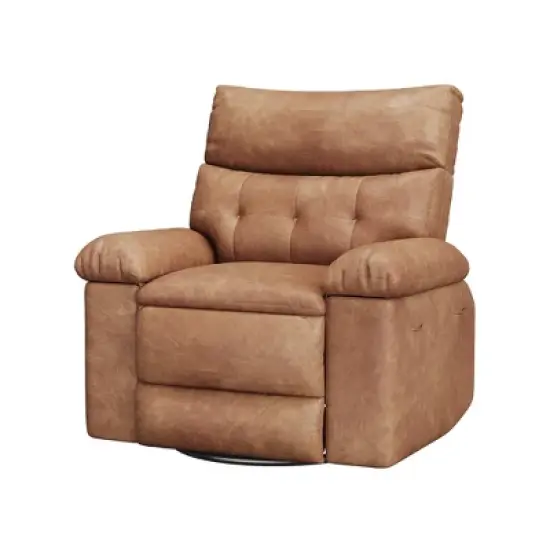 Manual Recliner Chair, 360 Degree Swivel Sofa, Pu Leather Cozy Lounge Chair with Side Pocket image {12}