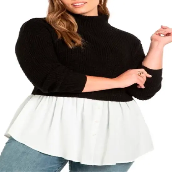 ELOQUII Women&rsquo;s Plus Size Twofer Skirted Sweater image {2}