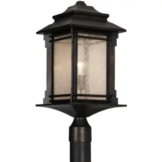 Franklin Iron Works Farmhouse Rustic Mission Outdoor Post Light Fixture Walnut Bronze Dimmable LED 37 1/2" Frosted Cream Glass for Exterior Barn Deck image {4}