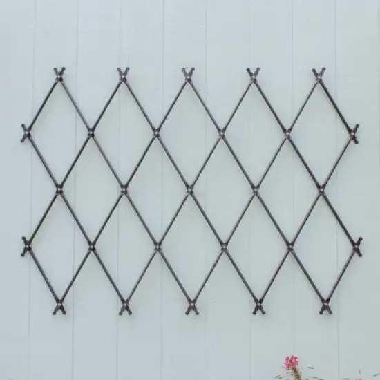 Achla Designs 43" Traditional Wall Mounted Lattice Iron Garden Trellis Graphite Powder Coat Finish image {1}