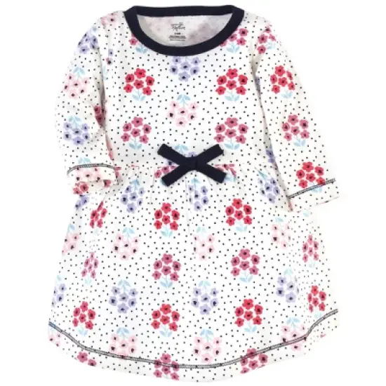 Touched by Nature Baby and Toddler Girl Organic Cotton Long-Sleeve Dresses 2pk, Floral Dot image {2}