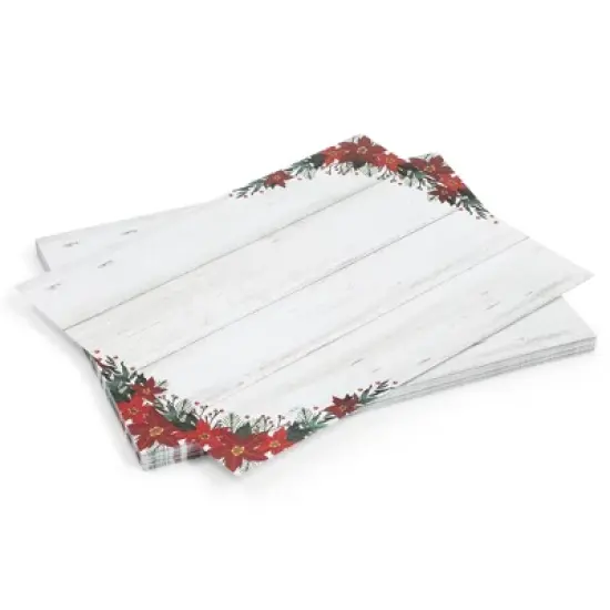 Pipilo Press 100 Sheets Christmas Stationery Paper for Writing Letters, Invitations, Poinsettia, 8.5x11 in image {2}