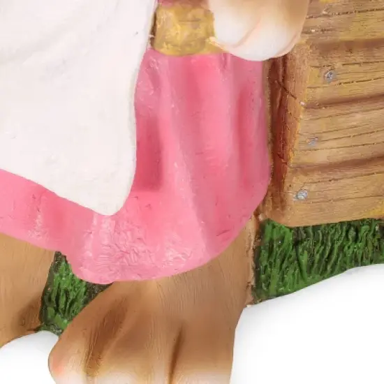 Christopher Knight Home 22" Wide Wallen Concrete Outdoor Novelty Rabbit Planter Pink/Brown image {10}