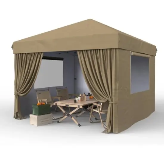 GustoWave 10 X 10ft Pop-Up Canopy with 4 Removable Sidewalls for Camping image {9}