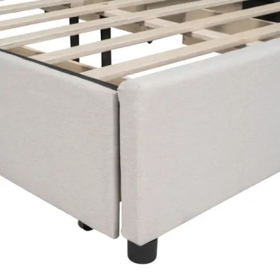 Queen/Full Size Upholstered Platform Bed with Classic Headboard and 4 Drawers-ModernLuxe image {8}