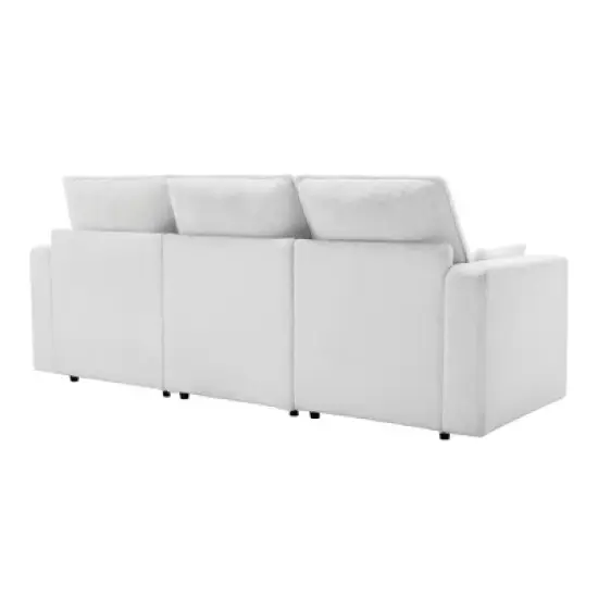 3 Seat Sofa with Removable Cushions and 2 Pillows, Teddy Fabric Upholstered Couch-ModernLuxe image {7}