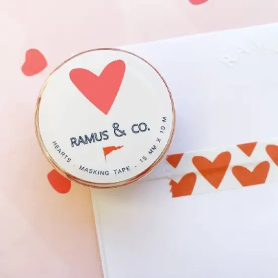 Illustrated Masking Tape by Ramus & Co - 3ct Rolls, Assorted Rolls ("Hearts") image {1}