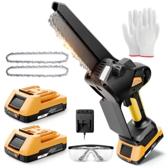 SUGIFT Cordless 8-Inch Mini Chainsaw with Brushless Motor, 20V Battery, Auto-Oiling, and Safety Lock image {8}