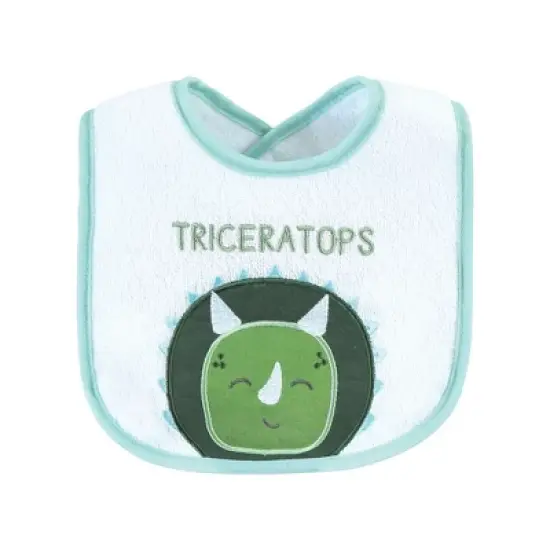 Hudson Baby Infant Boy Cotton Terry Drooler Bibs with Fiber Filling, Boy Dino, One Size image {4}