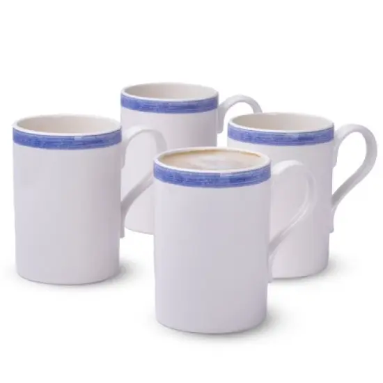 Portmeirion Potter's 9oz Brushstroke Breakfast Mug, Set of 4, Elegant Earthenware Tea Mugs with Handle, Ideal Gift for Coffee Lovers - Blue image {7}