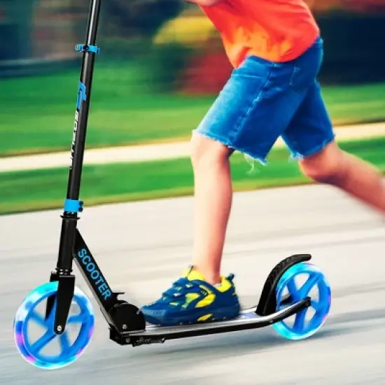 Costway Folding Sports Kick Scooter w/LED Wheels for Kids Teens Pink\ Blue image {3}