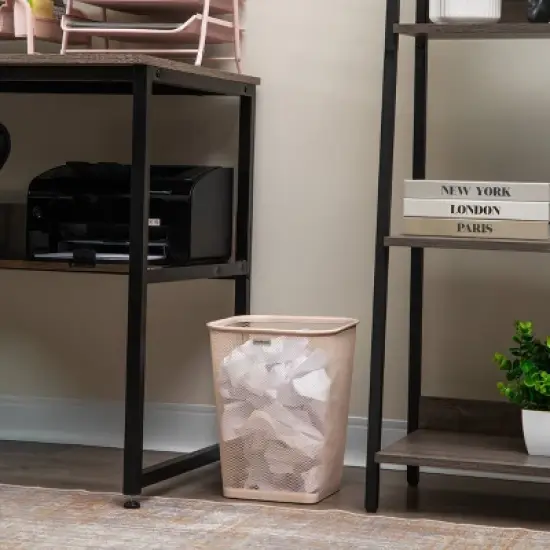 Mind Reader Square Trash Can Metal Mesh Pink image {1}