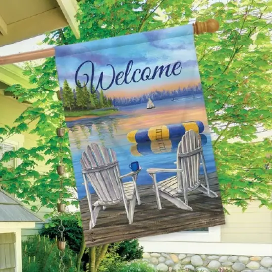 Briarwood Lane Waterfront Retreat Nautical House Flag Summer Welcome Adirondack Chairs 28"x40" image {2}