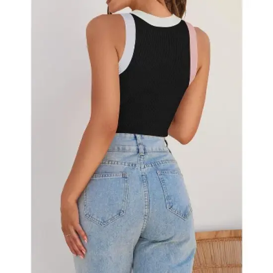 Clearlove Womens Solid T Shirts - Trendy Tshirt Halter Neck Tank Top Sleeveness Clothes Sport Casual Vest Vacation Blouse. image {4}