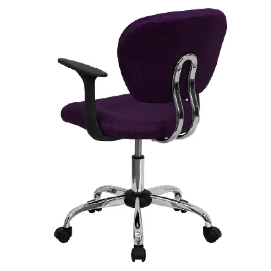 Emma and Oliver Mid-Back Mesh Padded Swivel Task Office Chair with Chrome Base and Arms image {2}