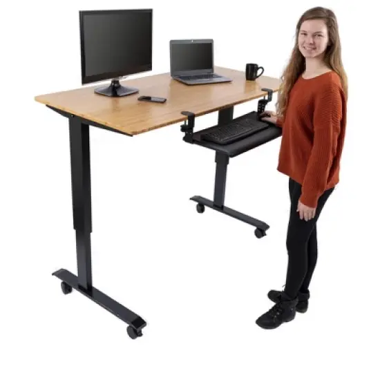 Stand Up Desk Store Clamp-On Retractable Adjustable Keyboard Tray / Under Desk Keyboard Tray | Increase Comfort And Usable Desk Space | For Desks Up To 1.5" image {1}