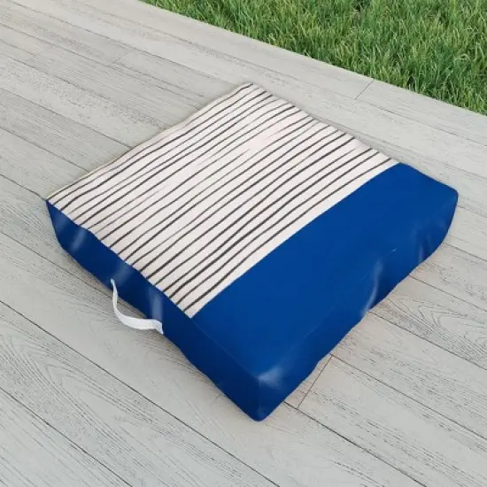 Hello Twiggs Dark Blue Abstract Outdoor Floor Cushion - Deny Designs image {1}