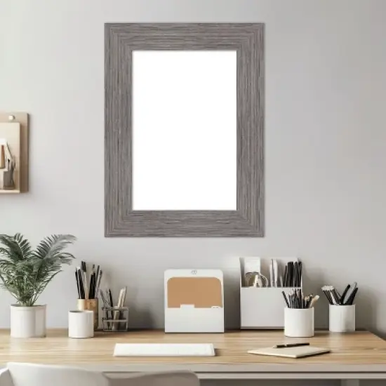 Amanti Art Pinstripe Plank Grey Framed Dry Erase Magnetic Board image {5}