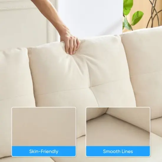 Mjkone Modular Convertible Sectional Sofa Couch, Upholstered Comfy Fabric 4-Seater Sofa with Movable Ottomans image {3}