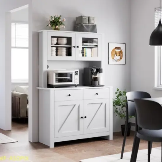 Multi-Functional Kitchen Pantry Cabinet with Microwave Stand & Coffee Bar image {7}
