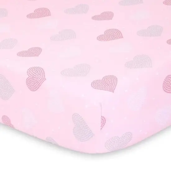 The Peanutshell Fitted Crib Sheets - Elephant and Pink Hearts - 2pk image {2}