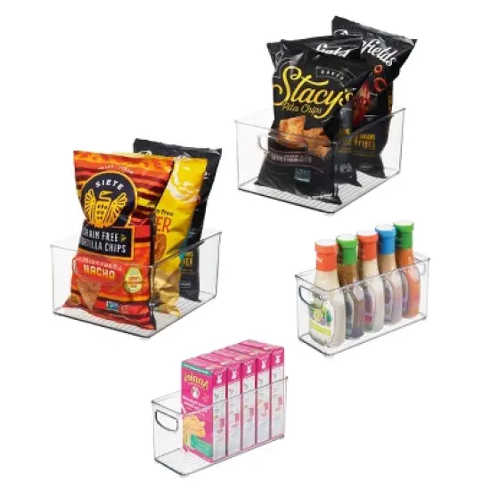 iDESIGN 4pc 10"x8"x5" Recycled Plastic Organizer Bin Set: Clear Kitchen Storage & Organization, Dishwasher-Safe image {1}