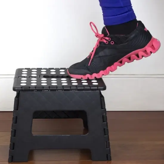 Home Basics Small Plastic Folding Stool with Non-Slip Dots image {4}