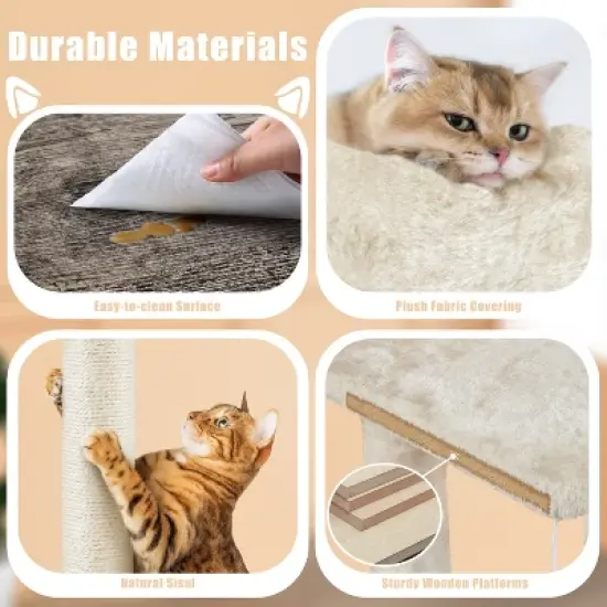 Yaheetech Wooden Litter Box Enclosure with Cat Tree Tower image {4}