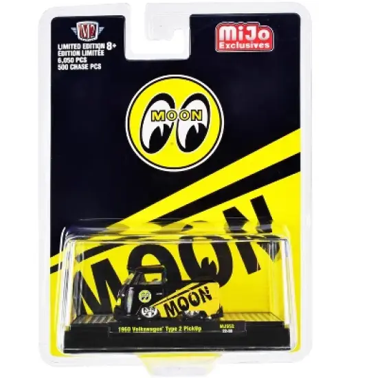 1960 Volkswagen Type 2 Pickup Truck "Mooneyes" Black and Yellow Limited Ed to 6050 pcs 1/64 Diecast Model Car by M2 Machines image {2}