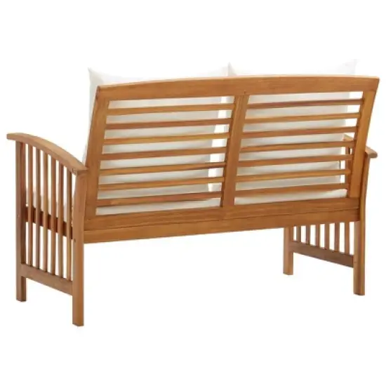 vidaXL Patio Bench with Cushions 46.9" Solid Acacia Wood image {3}