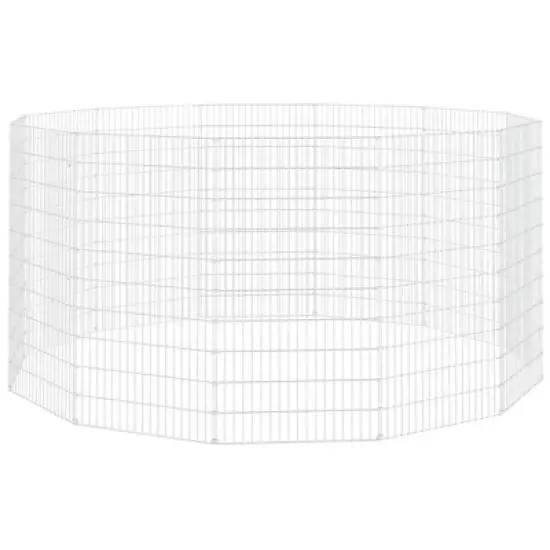 vidaXL Animal Enclosure Silver Galvanized Iron 12-Panel Durable image {8}