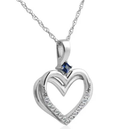 Pompeii3 Diamond Sapphire Heart Pendant Yellow White or Rose Gold Designer Veronica Wu image {1}