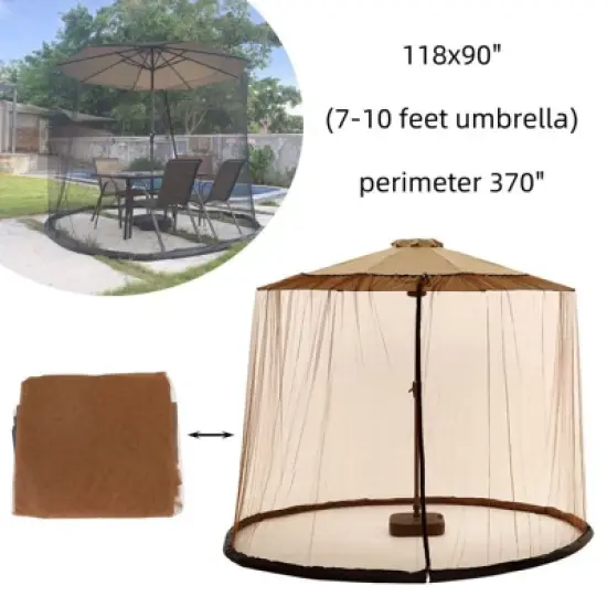 Topteng Patio Umbrella Bug Screen with Zipper Door and Polyester Netting Mosquito Screen image {5}