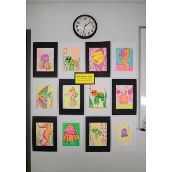 Pacon Pre-Cut Mat Frames, 9 x 12 Inches, Black, Pack of 12 image {1}