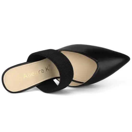 Allegra K Women's Pointed Toe Elastic Strap Stiletto Heels Mules image {4}