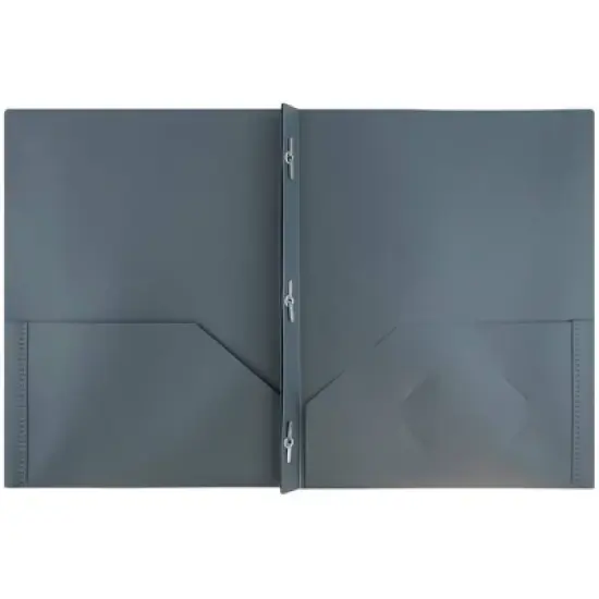 JAM 6pk POP 2 Pocket School Presentation Plastic Folders with Prong Fasteners Gray image {1}