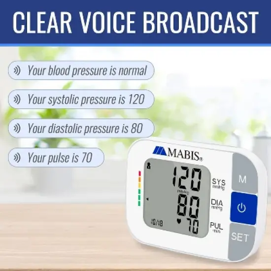 MABIS Universal Wrist Talking Blood Pressure Monitor, Visual BP Guide, 396 Reading Memory Storage for 4 Users, Protective Storage Case, FSA & HSA image {3}