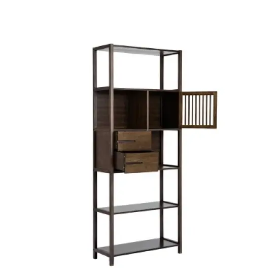 Selma Bamboo Bookcase Right Facing Spindle Cabinet - Boraam image {3}