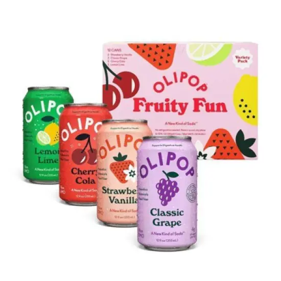 OLIPOP Fruity Fun Variety Pack Prebiotic Soda - 12pk/12 fl oz Cans image {5}