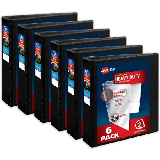 Avery Heavy-Duty Binders, 2" Slant Rings, Black (6-Pack of 79692) image {6}
