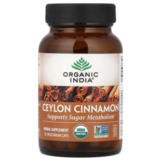 Organic India Ceylon Cinnamon, 90 Vegetarian Caps (325 mg per Capsule) image {4}