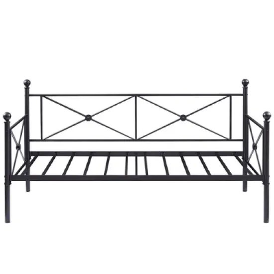 VECELO Metal Daybed with Headboard Heavy-duty Slats Support Sofa Bed Platform Mattress Foundation, Easy Assembly image {5}