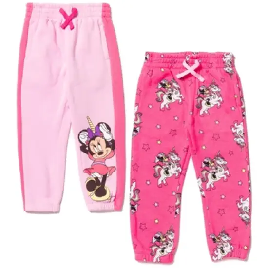 Disney Minnie Mouse Girls Fleece 2 Pack Jogger Pants Little Kid to Big Kid image {9}